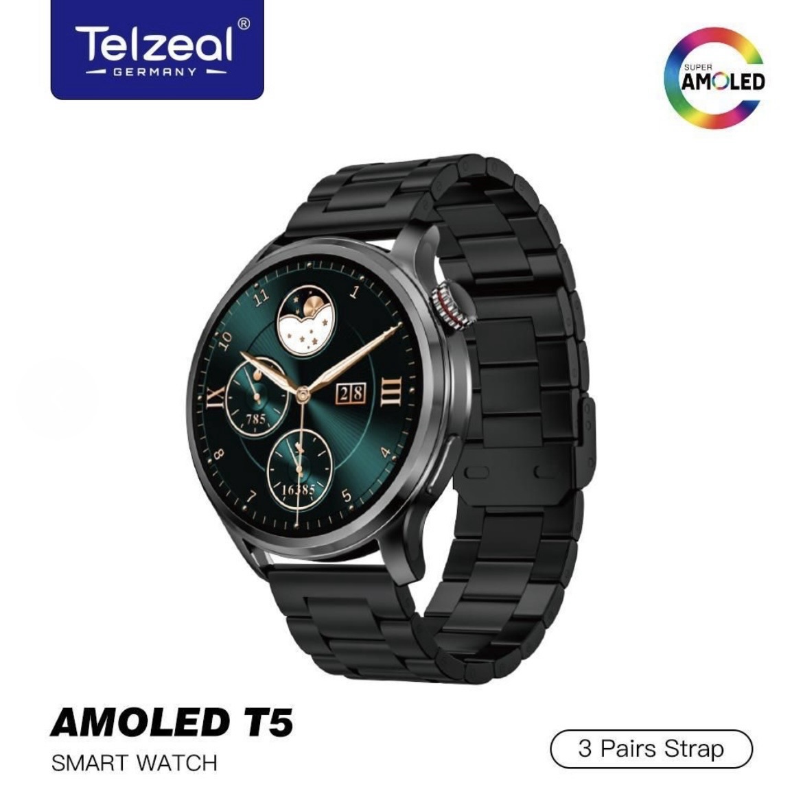 ساعت هوشمند تلزیل مدل AMOLED T5 نمایشگر دایره ای AMOLED ضد آب