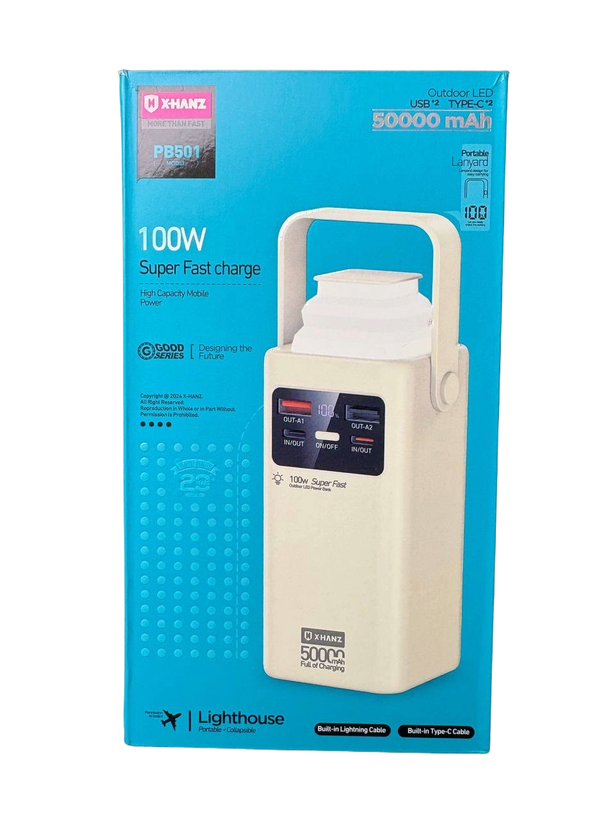 پاوربانک ۱۰۰ وات ۵۰۰۰۰ میلی امپر ایکس هانز مدل x-hanz PB-501