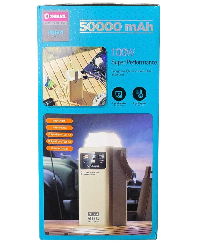 پاوربانک ۱۰۰ وات ۵۰۰۰۰ میلی امپر ایکس هانز مدل x-hanz PB-501